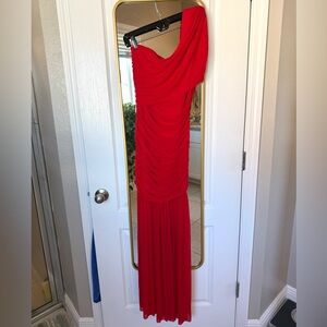 Elegant Red One-Shoulder Dress
